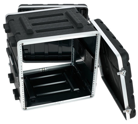 4 Kunci Putar Black Rack Mount Case 17 &quot;Kedalaman ABS 10u Rolling Rack Case