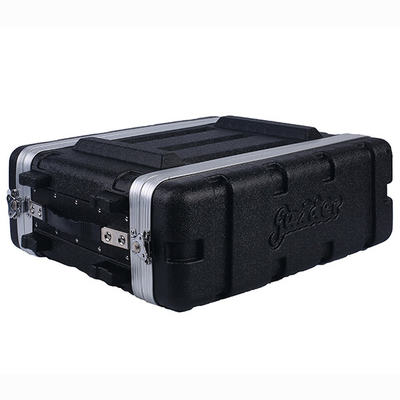 Black 3u Rack Flight Case ABS 12 &quot;Kedalaman 19 ''Lebar Untuk Audio Amplifer