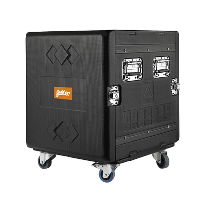 PE 20 &quot;Kedalaman 14U Flight Rack Case Dengan Roda Dua Penutup