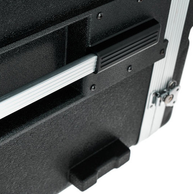4 Kunci Putar Black Rack Mount Case 17 &quot;Kedalaman ABS 10u Rolling Rack Case