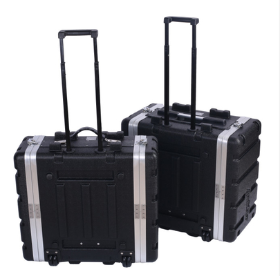 Mudah Dibawa Audio 4U 3U Rolling Rack Mount Case ABS + Bingkai Aluminium