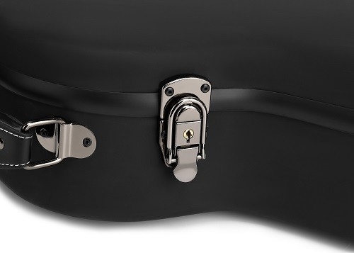 PVC Matte Black Leather Fiberglass Guitar Hard Case Dengan Tali Ransel