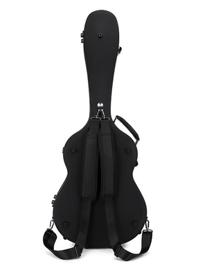 PVC Matte Black Leather Fiberglass Guitar Hard Case Dengan Tali Ransel