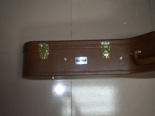 Brown Plywooden 38'' Guitar Rack Case 13cm Leher Tebal Lapisan Mewah